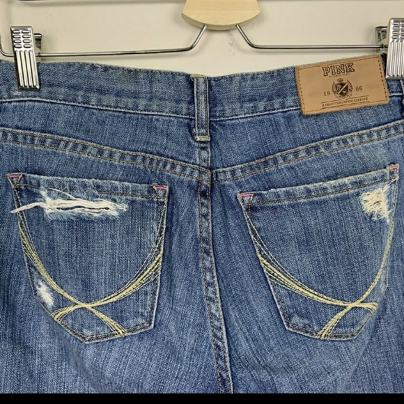 PINK VS Denim Flare Distressed Blue Sz: 25 - Picture 6 of 8